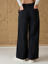 Women's Charcoal Casual Wide Leg Jeans
