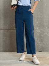 Women's Navy Casual Straight Fit Pant