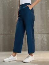 Women's Navy Casual Straight Fit Pant