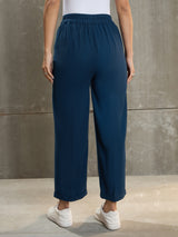 Women's Navy Casual Straight Fit Pant