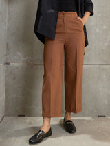 Women's Brown Casual Straight Fit Pant