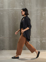 Women's Brown Casual Straight Fit Pant