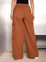 Women's Brown Casual Baggy Fit Pant
