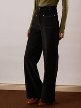 Women's Black Casual Flared Fit Pant