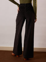 Women's Black Casual Flared Fit Pant