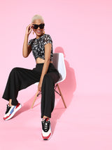 Women's Black Casual Wide Leg Pant