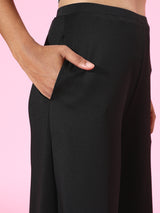 Women's Black Casual Wide Leg Pant