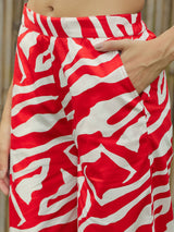 Women's Red Casual Regular Fit Full Sleeves Co-ords Set