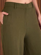 Women's Olive Casual Regular Fit Sleeveless Co-ords Set