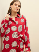 Women's Maroon Casual Regular Fit Full Sleeves Co-ords Set