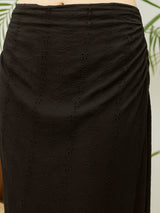Women's Black Casual Schiffli Shirt with Skirt