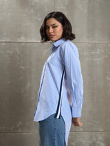 Women's Blue Casual Regular Fit Striped Full Sleeves Shirt