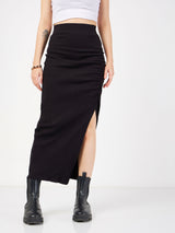 Women's Black Casual Slim Fit Skirt