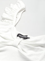 Women's White Casual Slim Fit Solid Sleeveless Top