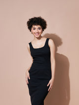 Women's Black Casual Regular Fit Solid Sleeveless Top