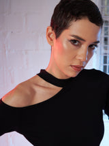 Women's Black Casual Slim Fit Solid Full Sleeves Top