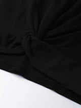 Women's Black Casual Slim Fit Solid Three Quarter Sleeves Top