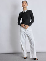 Women's Black Lace Collar Top