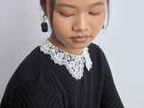 Women's Black Lace Collar Top