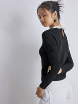 Women's Black Lace Collar Top
