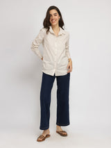 Women's White Casual Solid Regular Fit Full Sleeves Shirt