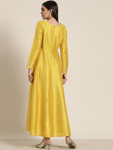 Women's Mustard Gota Detail Anarkali Maxi Dress