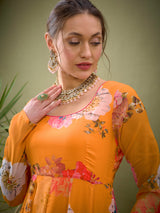 Women's Yellow Floral Anarkali Kurta