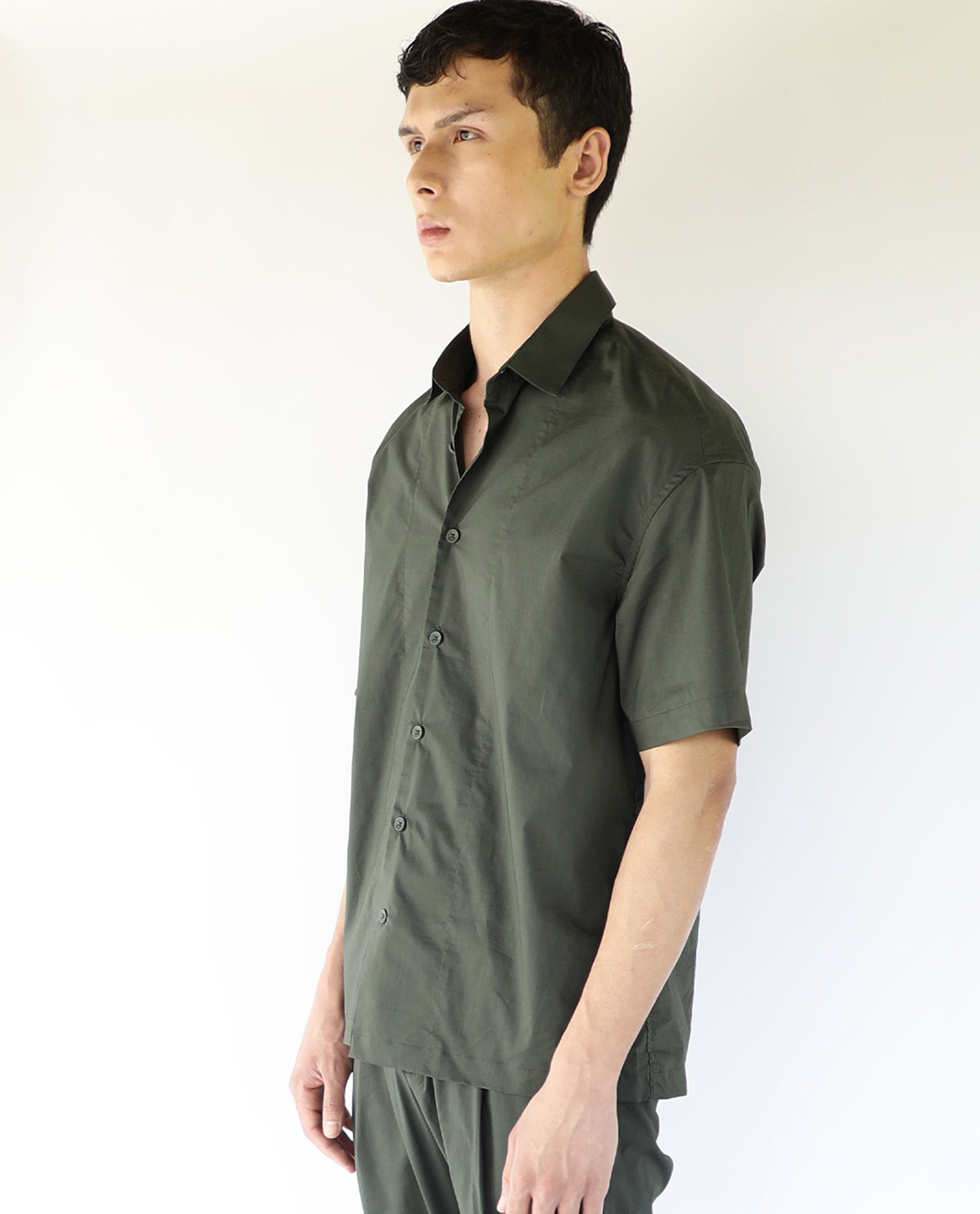 Men's Green Casual Regular Fit Solid Half Sleeves Shirt
