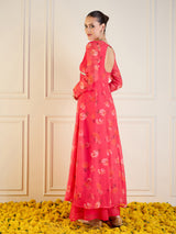 Women's Fuchsia Floral Long Anarkali Kurta
