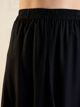 Women's Black Rayon Embroidered Short Kurta With Dhoti Skirt