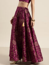 Women's Purple Festive Fit & Flared Skirt