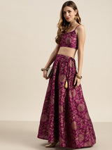 Women's Purple Festive Fit & Flared Skirt