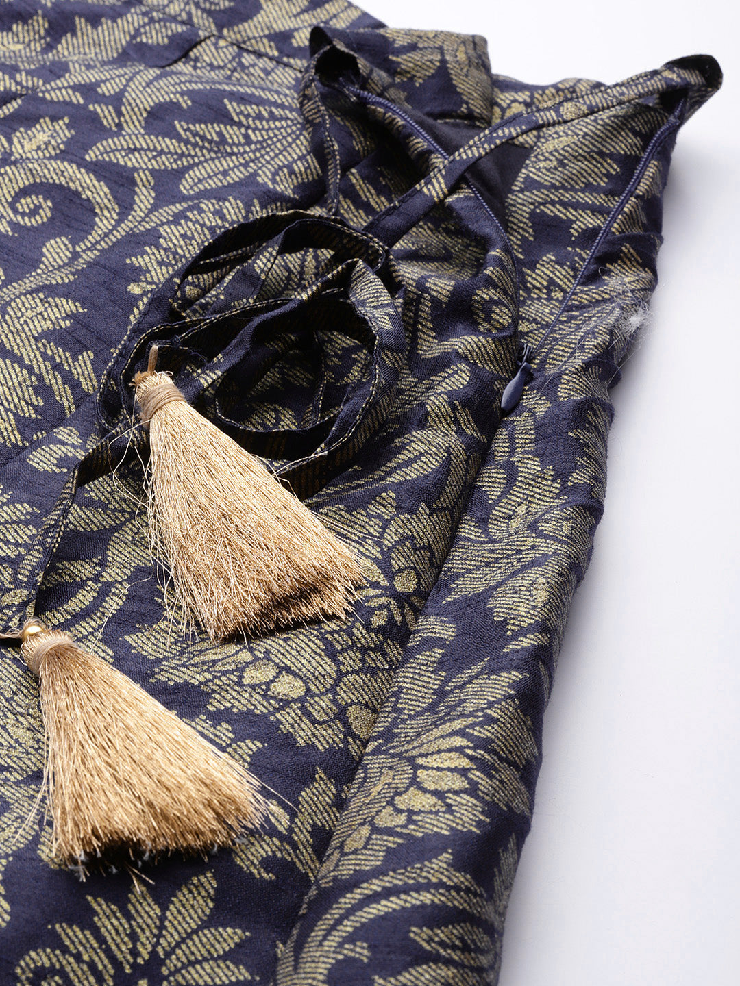Women's Navy Festive Fit & Flared Skirt