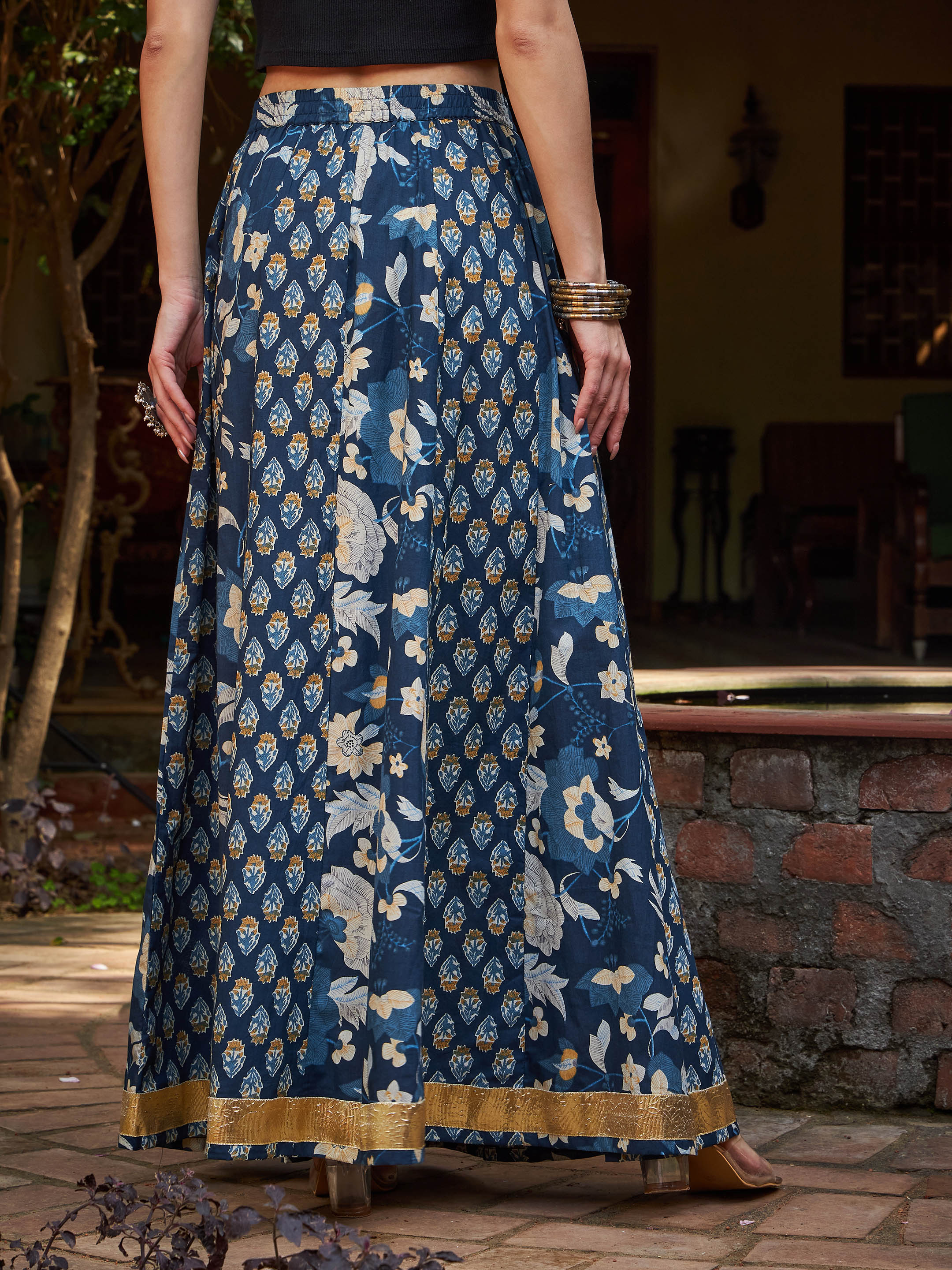 Women's Navy Casual Fit & Flared Skirt