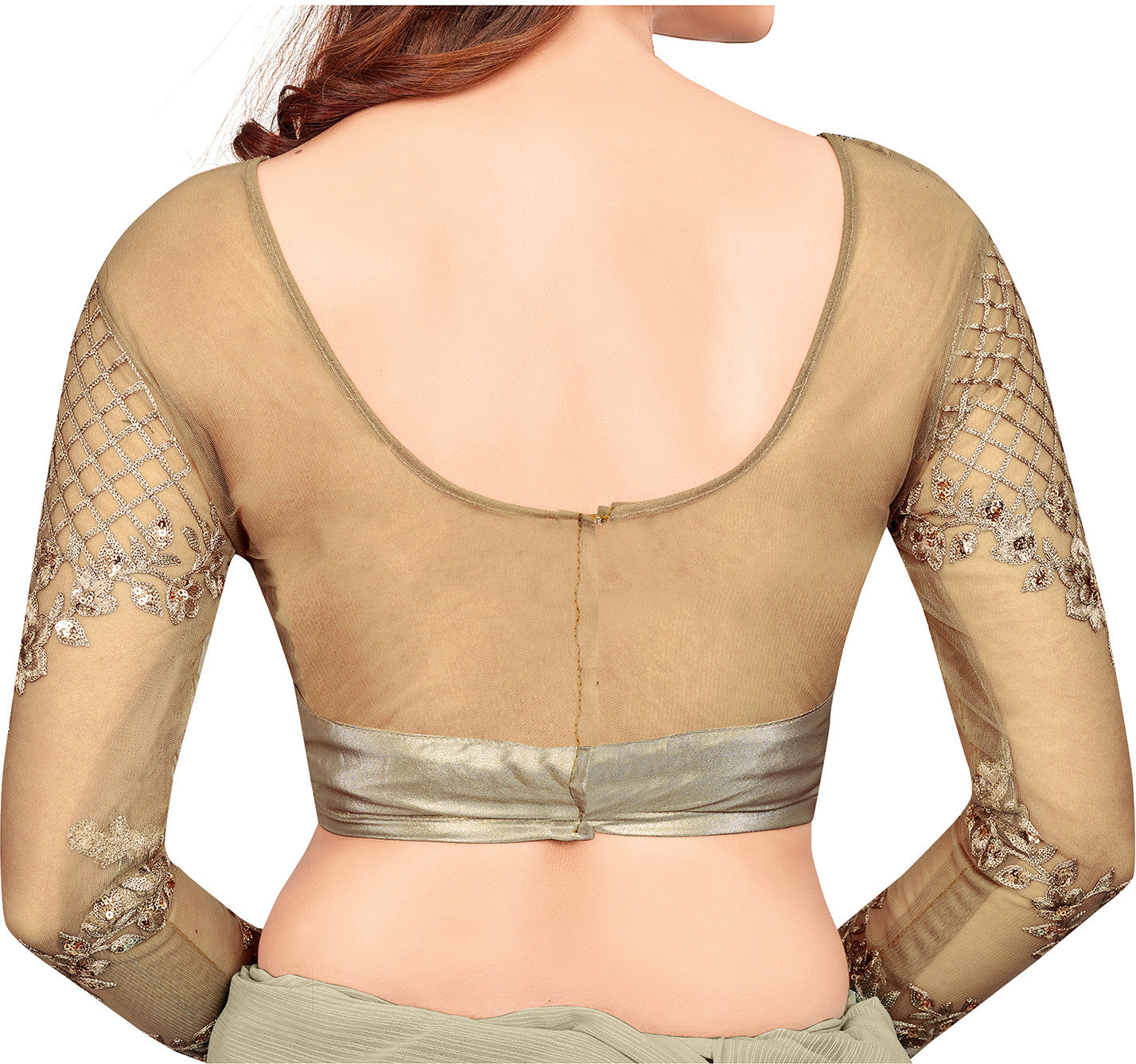 Women's Satin Silk Grey Embellished Designer Saree with Blouse Piece
