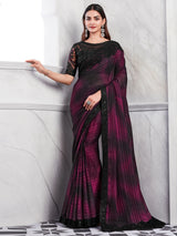 Women's Georgette Pink Embellished Designer Saree with Blouse Piece