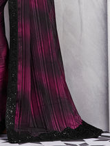 Women's Georgette Pink Embellished Designer Saree with Blouse Piece
