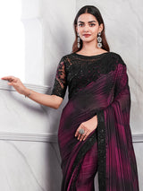 Women's Georgette Pink Embellished Designer Saree with Blouse Piece