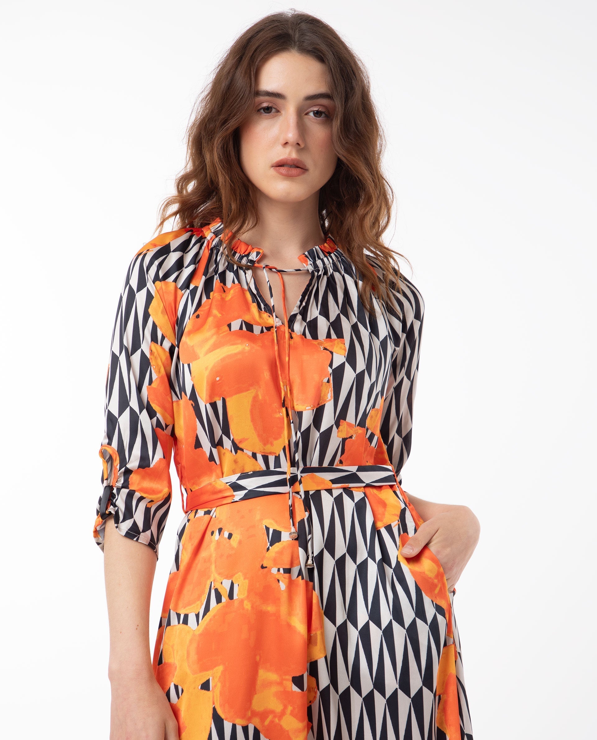Women's Black Casual Three Quarter Sleeves Dress