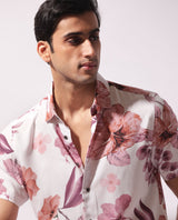 Men's White Casual Regular Fit Printed Half Sleeves Shirt