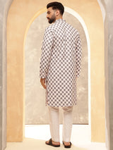 Men's White Ethnic Pure Cotton Solid Pyjama