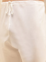 Men's White Ethnic Pure Cotton Solid Pyjama
