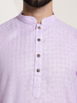 Men's Purple Full Sleeves Straight Cotton Kurta
