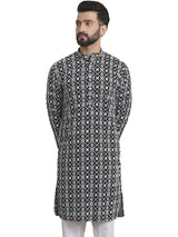 Men's Multicolor Full Sleeves Straight Embroidered Kurta