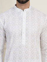 Men's Multicolor Full Sleeves Straight Embroidered Kurta