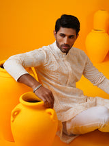 Men's Multicolor Full Sleeves Straight Embroidered Kurta