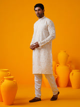 Men's Multicolor Full Sleeves Straight Embroidered Kurta