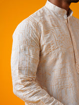 Men's Multicolor Full Sleeves Straight Embroidered Kurta
