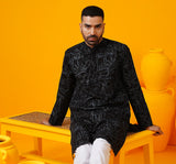 Men's Multicolor Full Sleeves Straight Embroidered Kurta