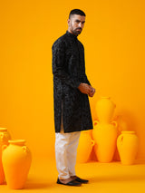 Men's Multicolor Full Sleeves Straight Embroidered Kurta
